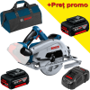 BOSCH GKS 18V-68 C Ferastrau circular brushless BITURBO, cu 2 acumulatori Li-Ion, 5Ah + Incarcator + Geanta textil mediu