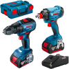 BOSCH GSR 18V-50 Masina de gaurit si insurubat brushless cu 2 acumulatori Li-Ion, 4Ah CoolPack, 50Nm, cu incarcator rapid de 4Ah GAL18V-40 + GDX 180-LI Masina de insurubat cu impact, 180Nm + L-BOXX