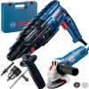 BOSCH GBH 240 Ciocan rotopercutor SDS-plus 720 W, 2.5 J + Mandrina cu cheie cu adaptor SDS-Plus + GWS 750 S (125) Polizor unghiular 750 W, diametru disc 125