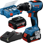 BOSCH GSR 18V-65 Masina de gaurit si insurubat brushless cu 2 acumulatori Li-Ion, 4Ah, 63Nm + Valiza L-CASE Pick & Click