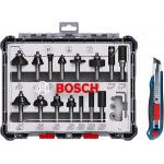 BOSCH  Set 15 freze HM tija 8 mm + Cutter retractabil