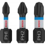 BOSCH  Set 3 biti Impact Control 25 mm, PH1, PH2, PH3