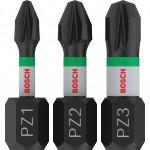 BOSCH  Set 3 biti Impact Control 25 mm, PZ1, PZ2, PZ3