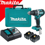 MAKITA DHP484RTE Masina de gaurit cu percutie brushless cu 2 acumulatori Li-Ion, 18V, 5Ah, 54Nm + Makpac