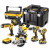 DEWALT Kit 5 scule 18V Surubelnita cu impact Li-Ion, 205 Nm, brushless (DCF887N) + Masina de gaurit cu percutie, Li-Ion, 70Nm, brushless (DCD796NT) +  Ferastrau circular (DCS391) + Ferastrau vertical (DCS331) + Lanterna (DCL050) + 3x acumulatori Li-Ion, 18V, 5Ah + Incarcator + 