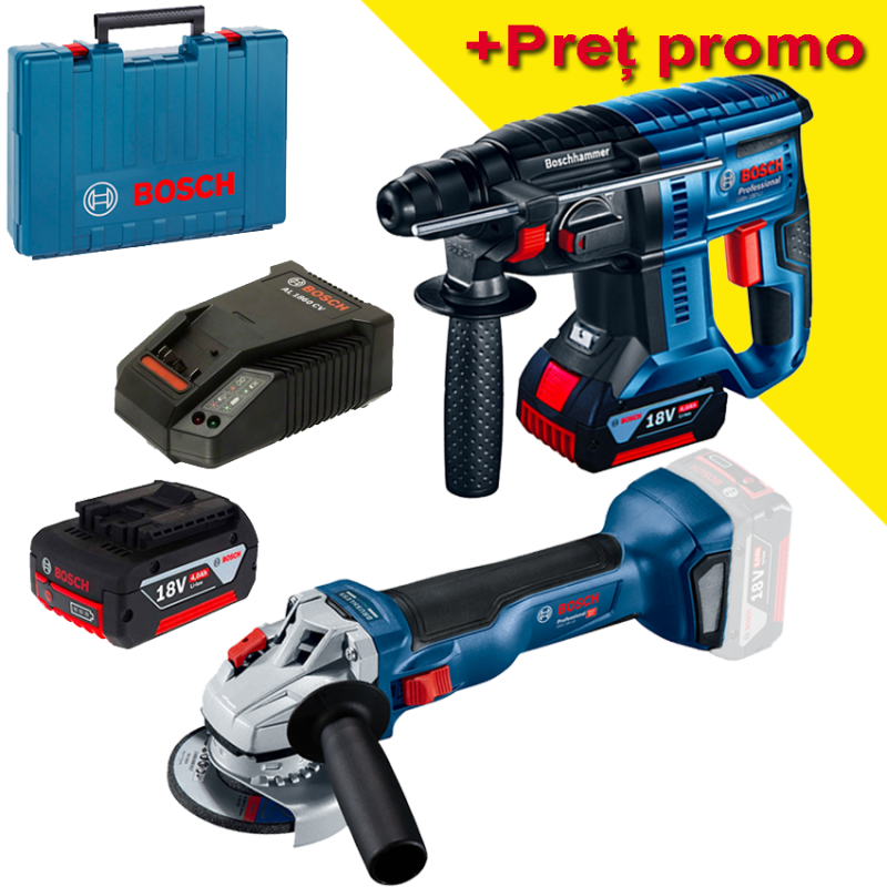 Bosch GBH 180-LI + GWS 18V-10 1735 Lei - Ciocan Rotopercutor Cu 2 ...